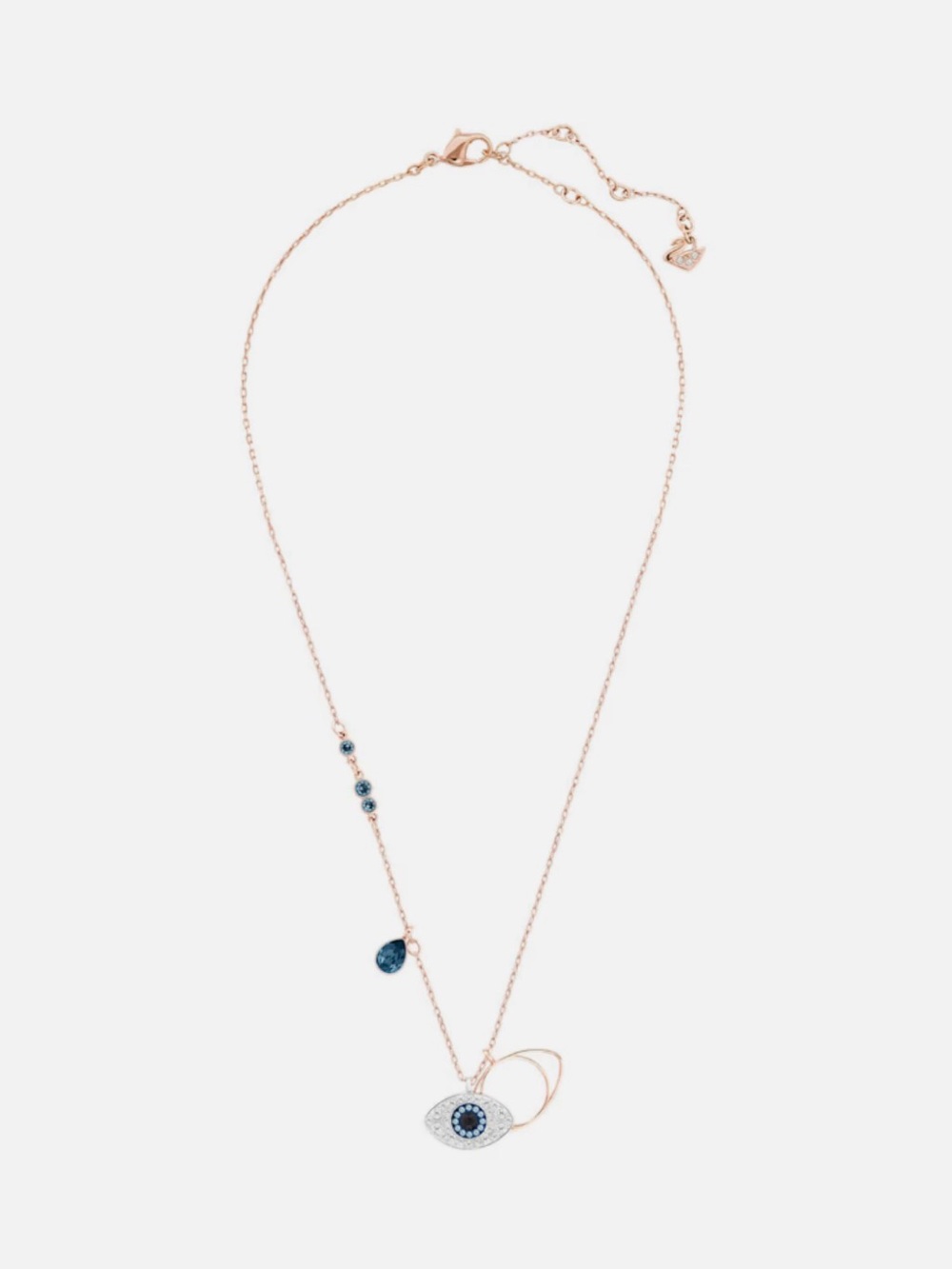 💙🖤Swarovski Rose Gold Evil Eye necklace w/ pavé crystals, blue & black 💙🖤